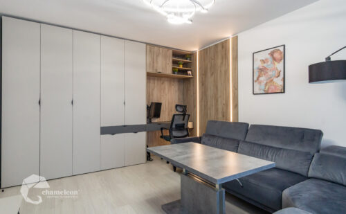 Living modern cu zonă de birou în București